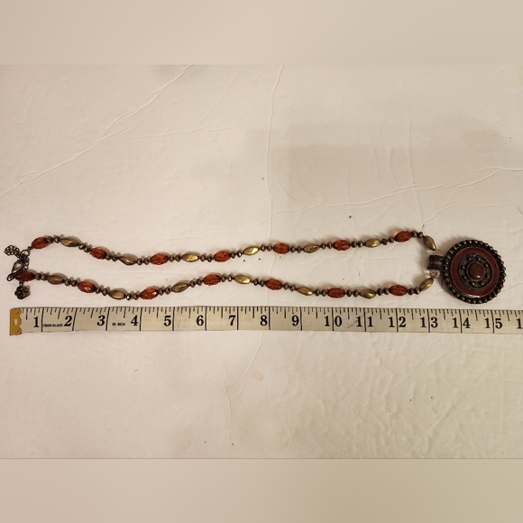 Treska Long Beaded Statement Amulet Necklace - Picture 2 of 4